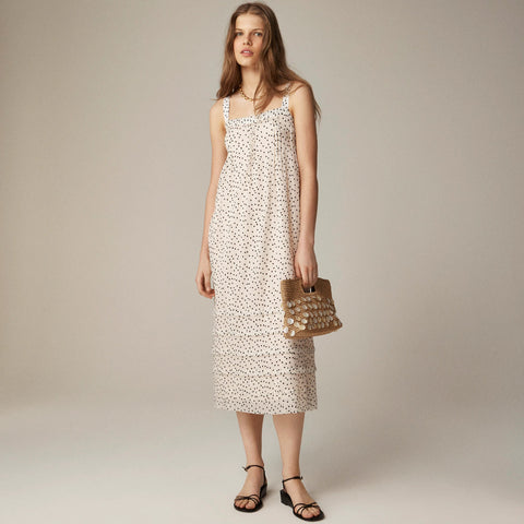 Pintuck midi dress in velvet dot