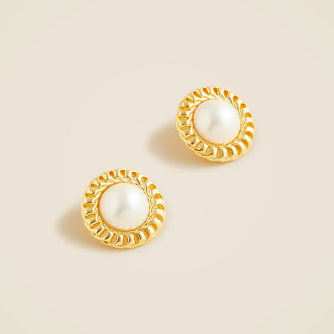 Pearl button earrings