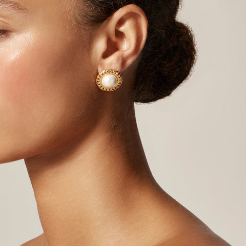 Pearl button earrings