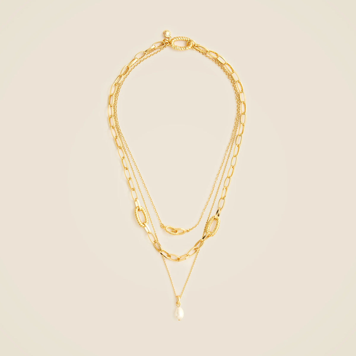 Chainlink necklaces set-of-three with pearls