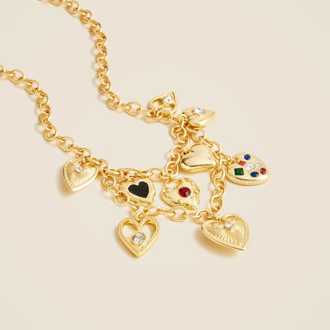 Layered heart charm necklace