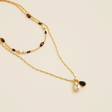 Layered charm necklaces set