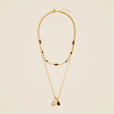 Layered charm necklaces set