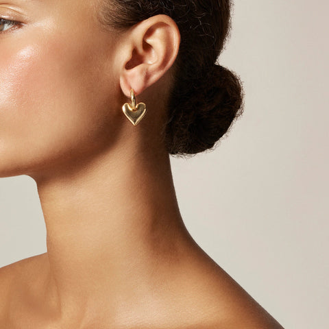 Heart huggie hoop earrings