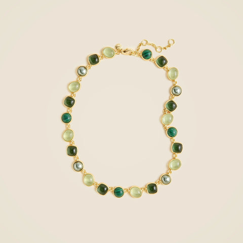 Pearl and stone station necklace