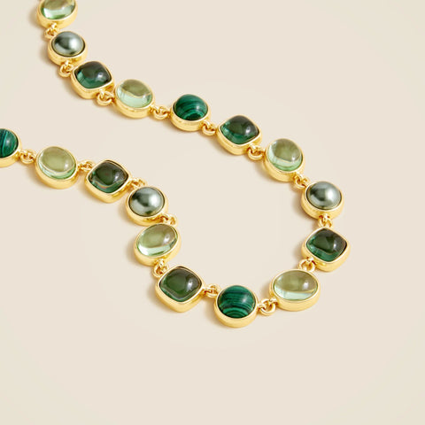 Pearl and stone station necklace