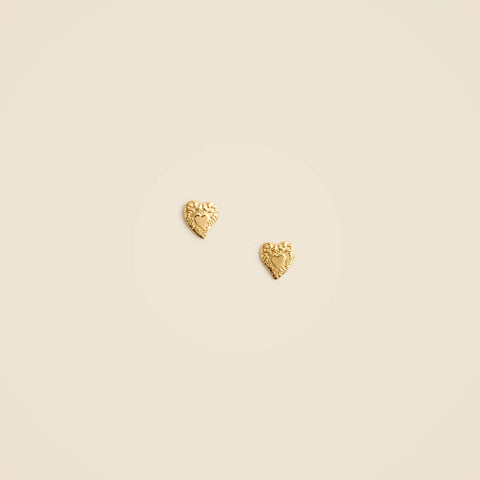 Gold vermeil engraved heart stud earrings