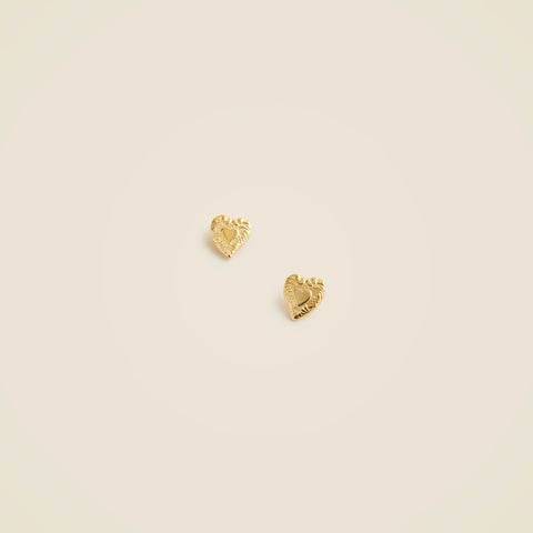 Gold vermeil engraved heart stud earrings
