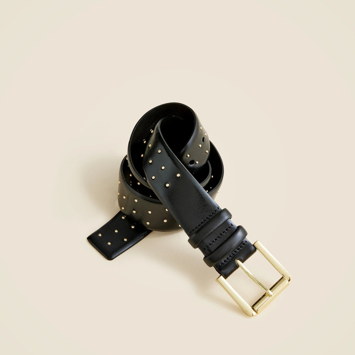 Wide belt in studded Italian leather