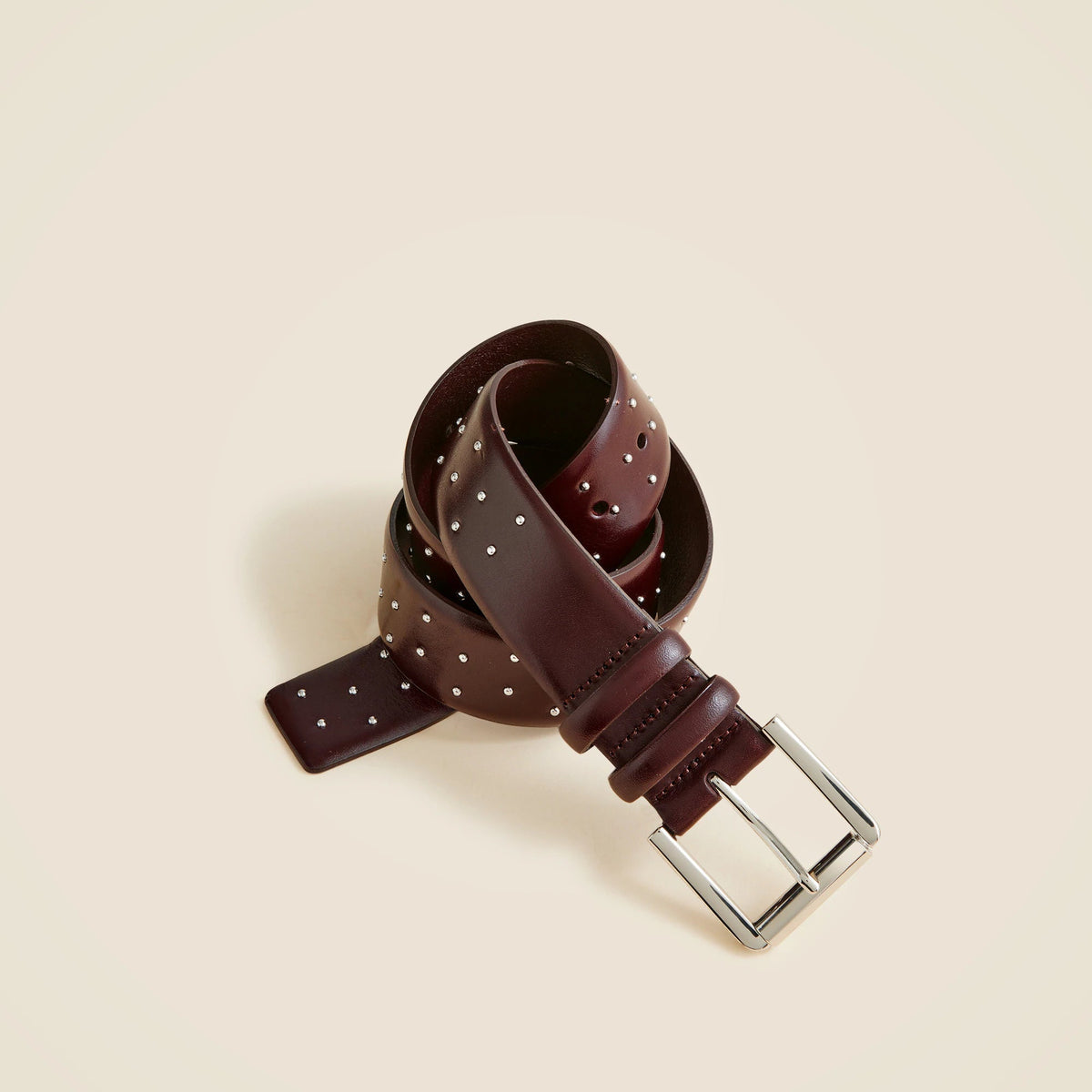 Wide belt in studded Italian leather