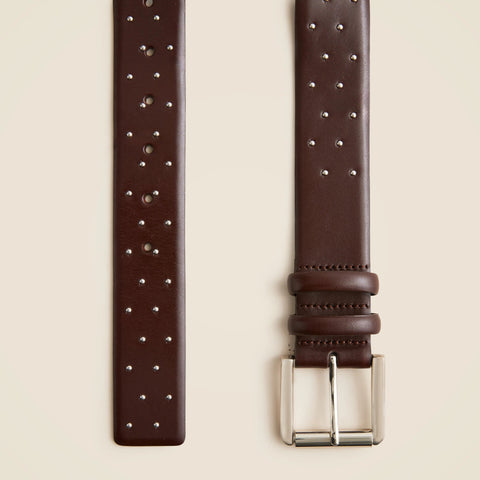 Wide belt in studded Italian leather