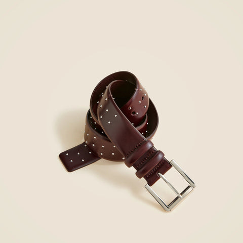 Wide belt in studded Italian leather