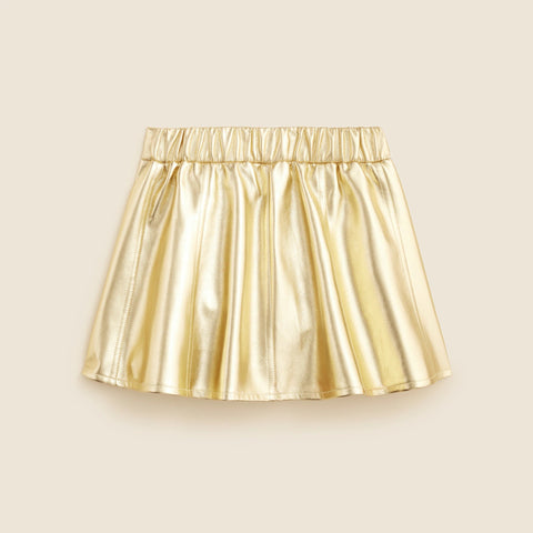 Girls' picture day skirt in faux metallic leather