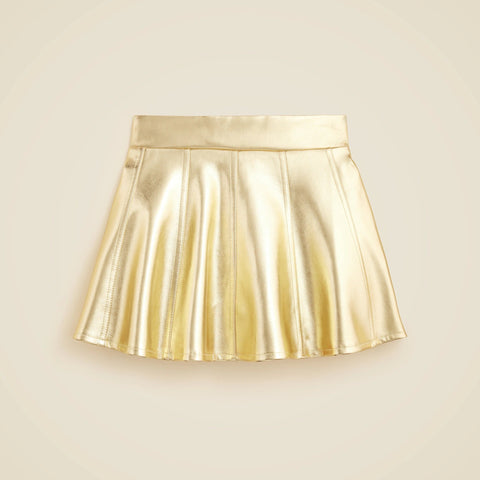 Girls' picture day skirt in faux metallic leather