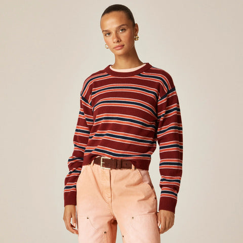 Perfect cashmere crewneck sweater in stripe