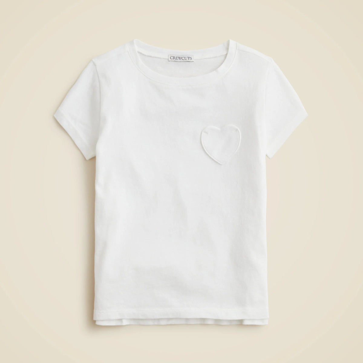 Girls' short-sleeve heart-pocket T-shirt in vintage jersey