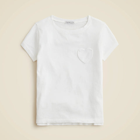 Girls' short-sleeve heart-pocket T-shirt in vintage jersey