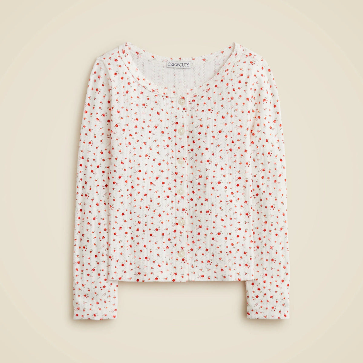 Girls' pointelle-knit cardigan top in floral
