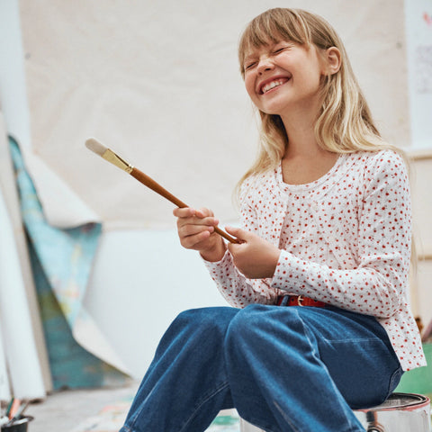 Girls' pointelle-knit cardigan top in floral