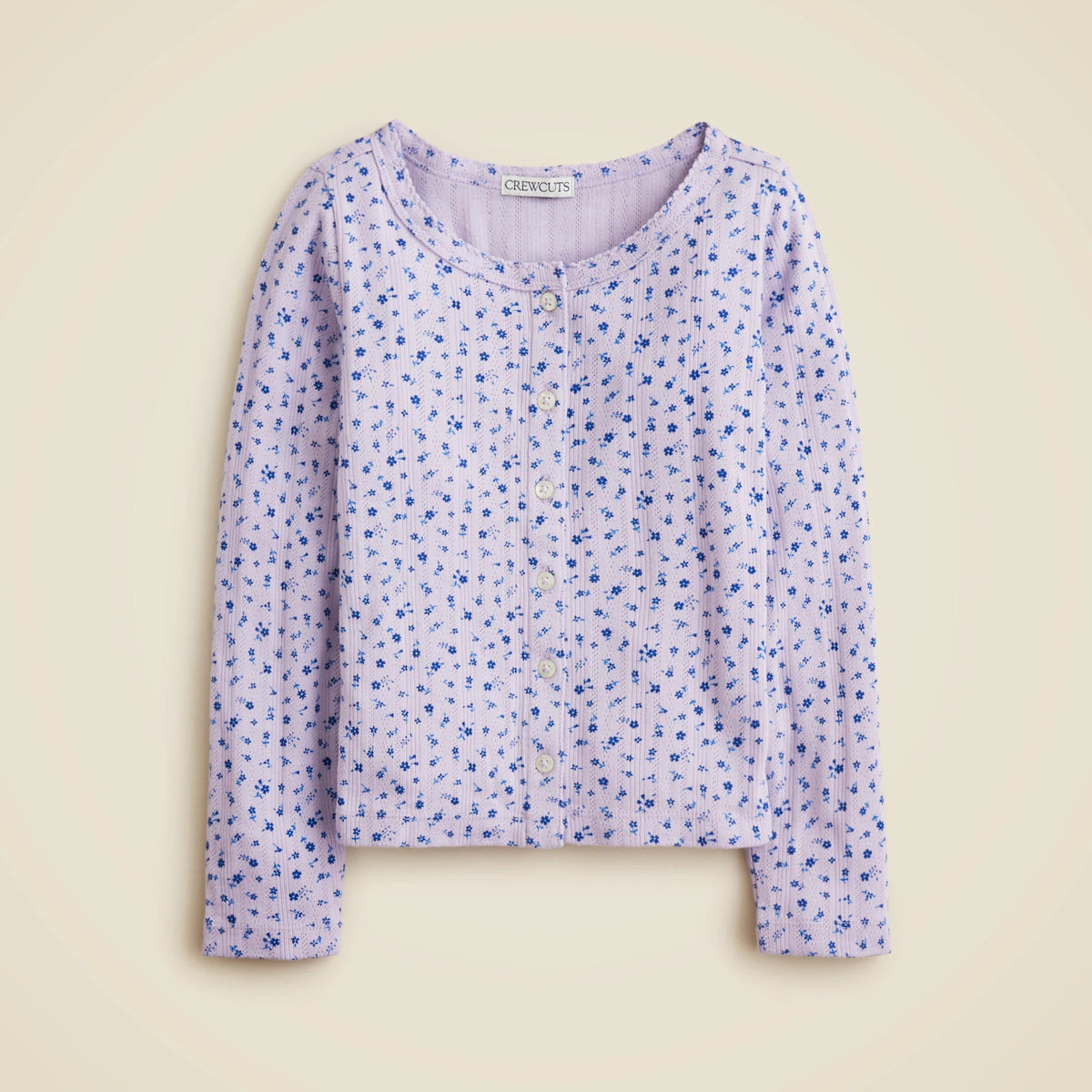 Girls' pointelle-knit cardigan top in floral