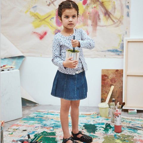 Girls' pointelle-knit cardigan top in floral