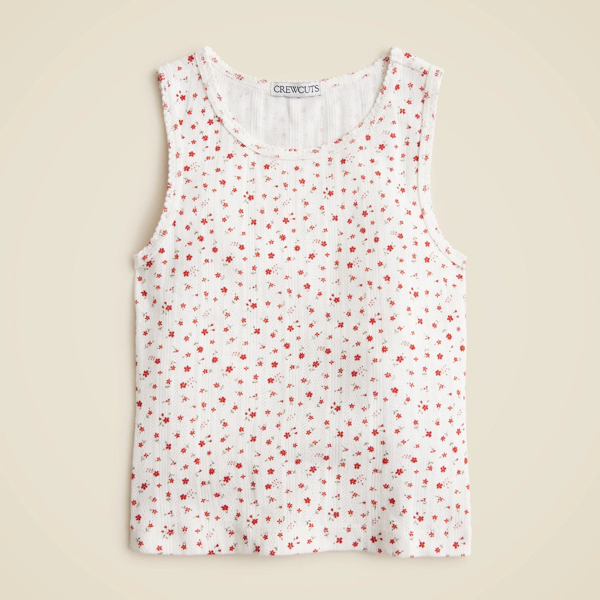 Girls' pointelle-knit tank top in floral