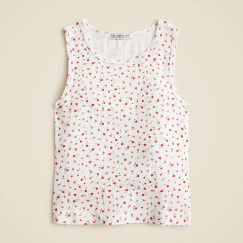 Girls' pointelle-knit tank top in floral
