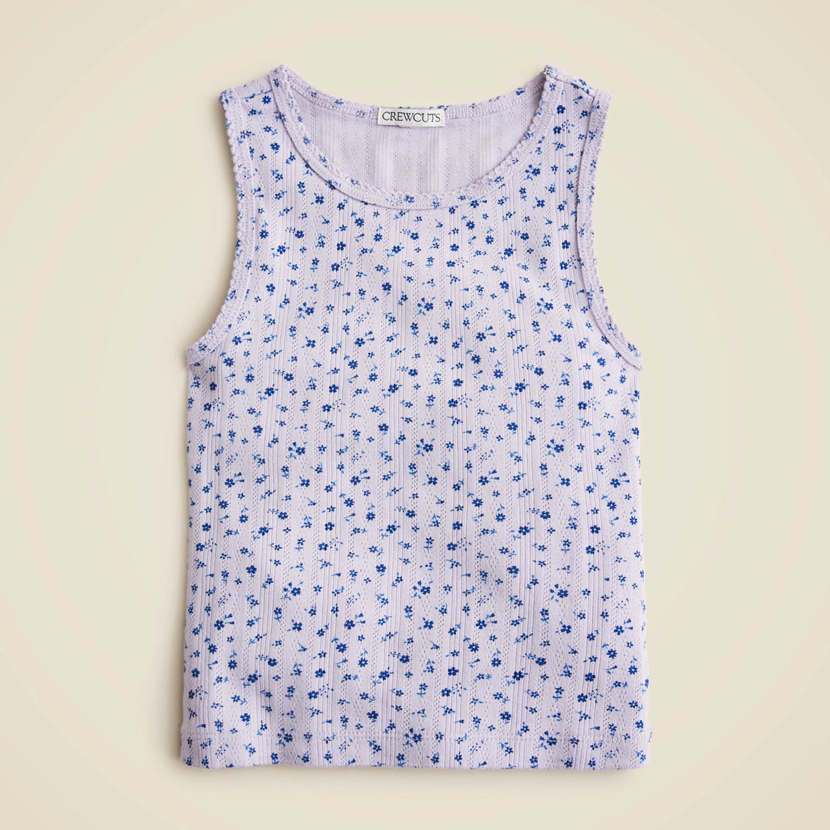 Girls' pointelle-knit tank top in floral