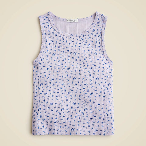 Girls' pointelle-knit tank top in floral