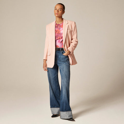 Brushed cashmere T-shirt in watercolor floral print