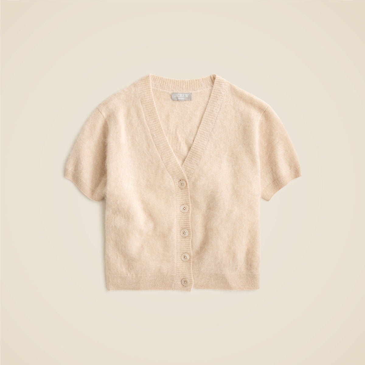 Brushed cashmere short-sleeve cardigan