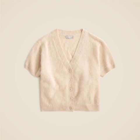 Brushed cashmere short-sleeve cardigan