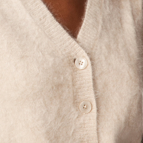 Brushed cashmere short-sleeve cardigan