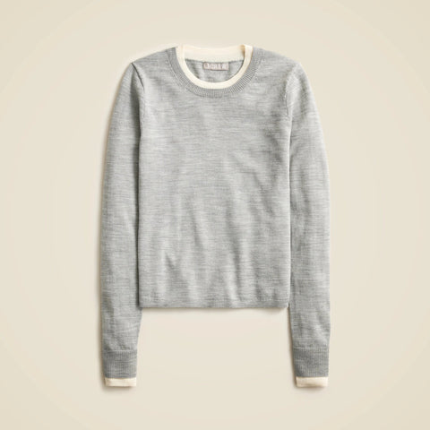 Carolyn layered crewneck sweater in merino wool