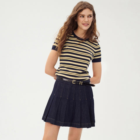Carolyn sweater-tee in striped merino wool
