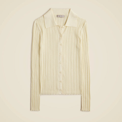 Ribbed tulle-trim sweater-tee in premium ultra-fine cotton