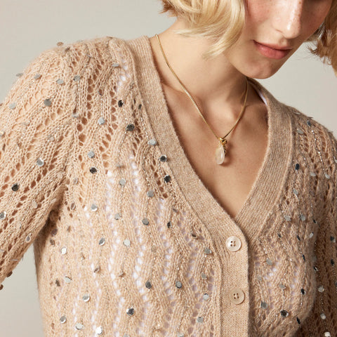 Collection embellished pointelle cardigan