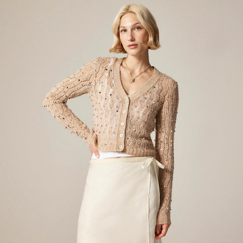 Collection embellished pointelle cardigan