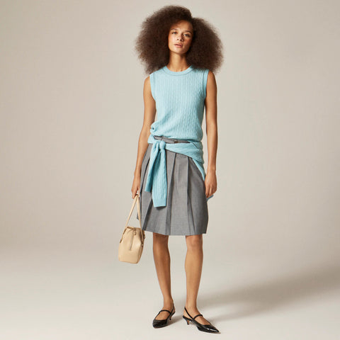 Cashmere cable-knit sweater shell with contrast trim