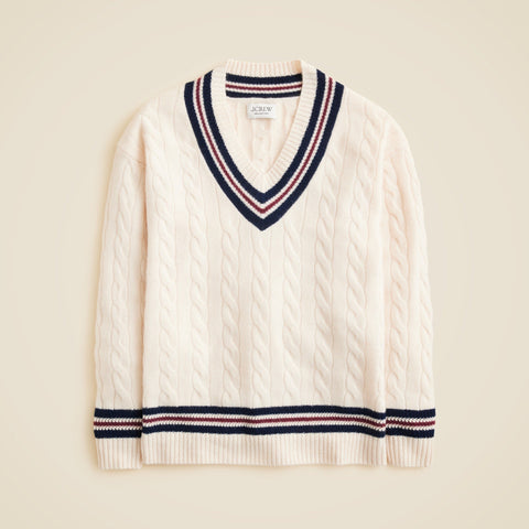 Cashmere cable-knit cricket sweater