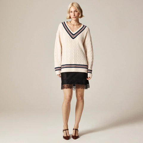 Cashmere cable-knit cricket sweater