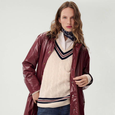 Cashmere cable-knit cricket sweater