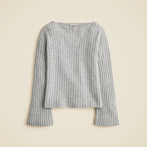 Ribbed boatneck sweater in vintage wool