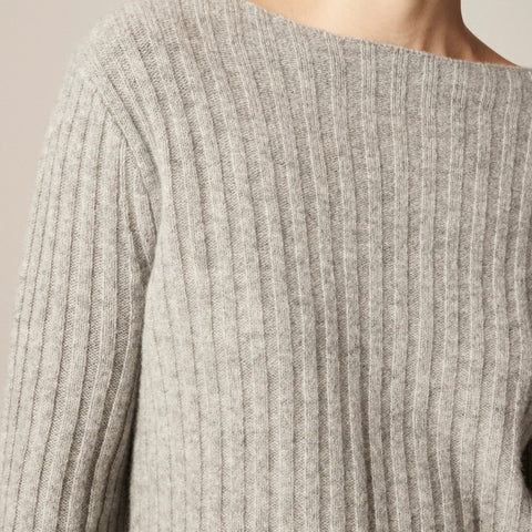 Ribbed boatneck sweater in vintage wool