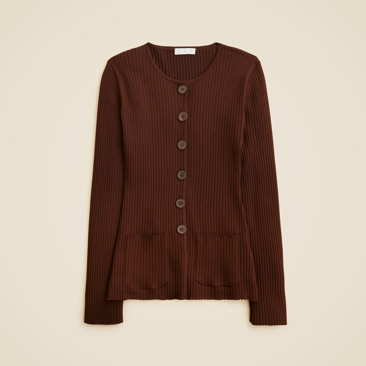 Super-stretch ribbed cardigan