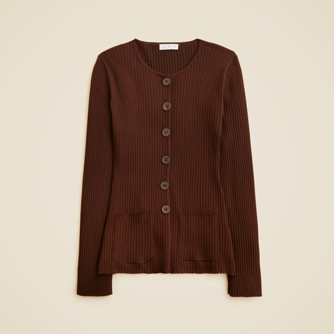 Super-stretch ribbed cardigan