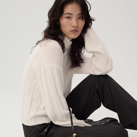 Ribbed mockneck sweater