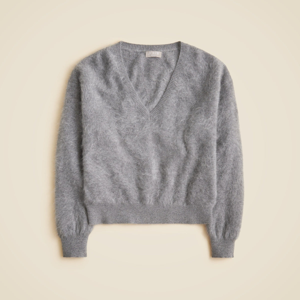 Brushed cashmere V-neck sweater