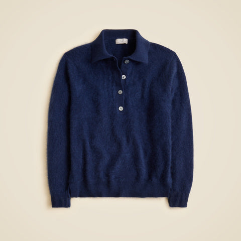 Brushed cashmere rugby sweater