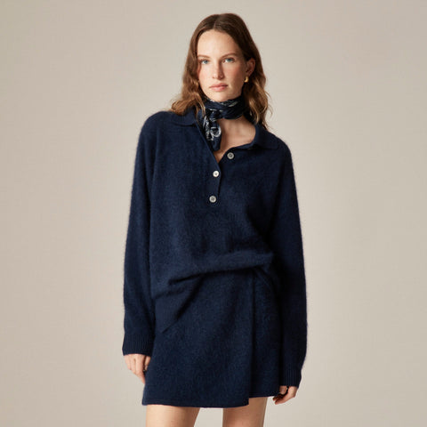 Brushed cashmere rugby sweater